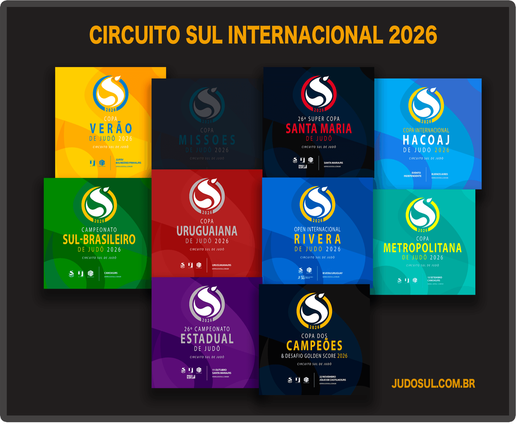 Circuito Sul Internacional 2026 — Verão, Missões, Santa Maria, Hacoaj, Sul-Brasileiro, Uruguaiana, Rivera, Metropolitana, Estadual e Copa dos Campeões